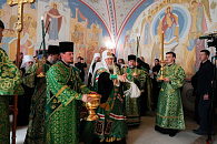 Предстоятель Русской Церкви освятил храм в честь Валаамской иконы Божией Матери в Валаамском монастыре