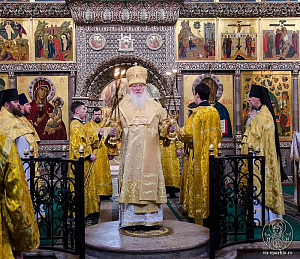 Митрополит Лев отслужил Литургию в Иверском монастыре Новгородской епархии