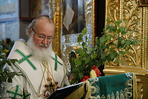 В день Святой Троицы Предстоятель Русской Церкви совершил Литургию в Троице-Сергиевой лавре и возглавил хиротонию архимандрита Владимира (Михейкина) во епископа Петропавловского и Булаевского