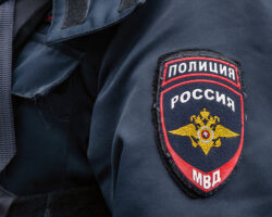 EmblemOfRussianPoliceSewnOnTheSleeveOfRussian