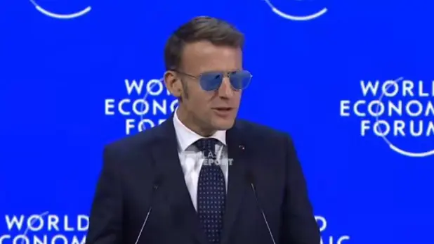 Макрон выступил в солнцезащитных очках после инцидента с покрасневшим глазом