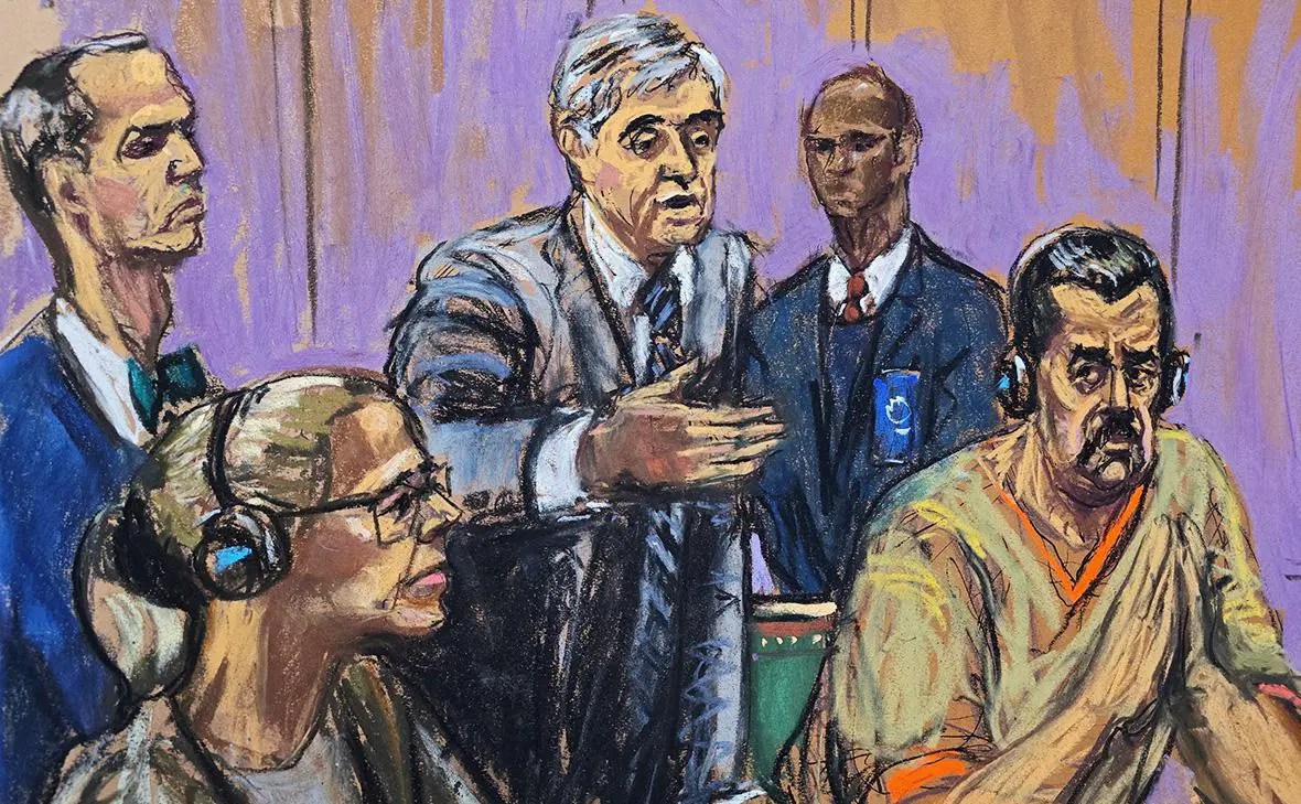 Силия Флорес и Николас Мадуро на судебном эскизе (Jane Rosenberg / Reuters)