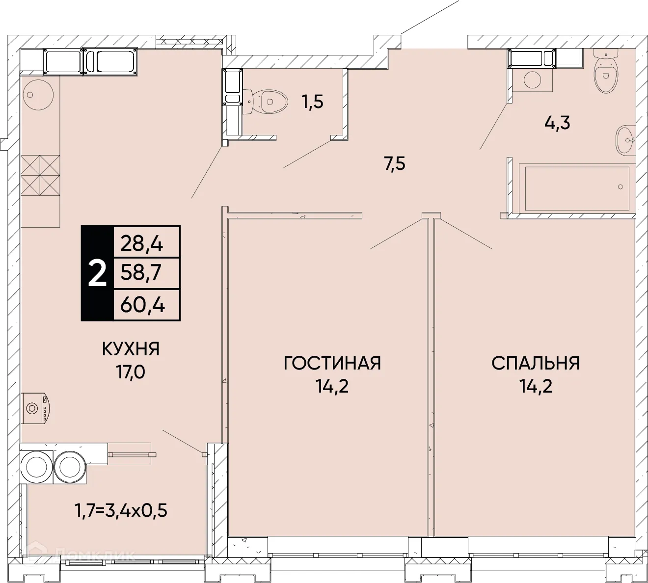 Фото квартиры в ЖК Левобережье