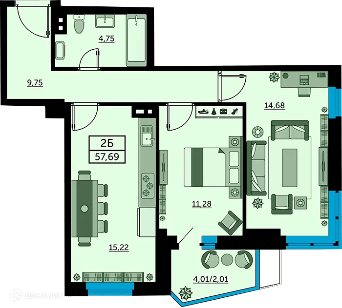 Фото квартиры в ЖК Сердце Ростова 2