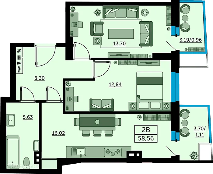 Фото квартиры в ЖК Сердце Ростова 2