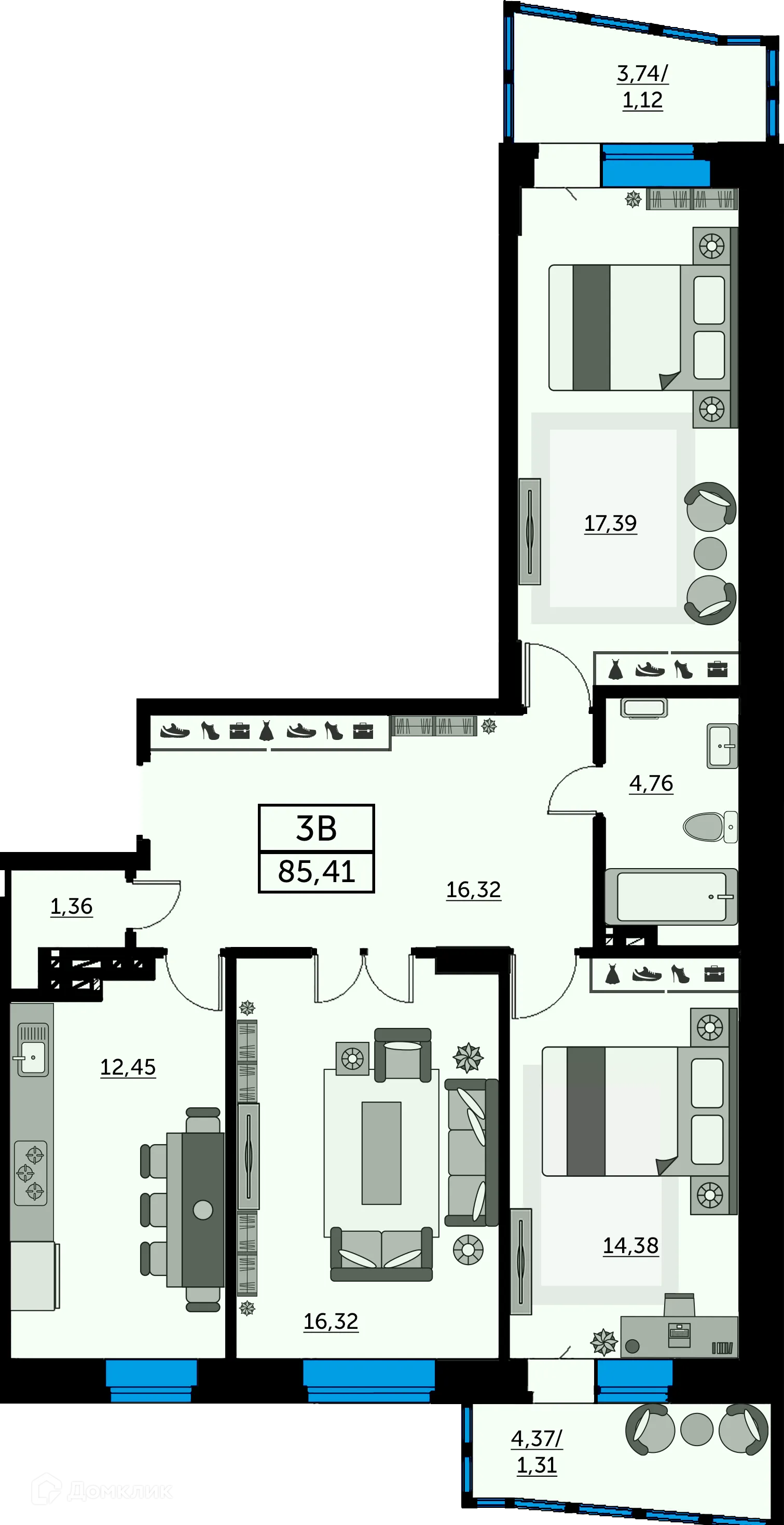 Фото квартиры в ЖК Сердце Ростова 2