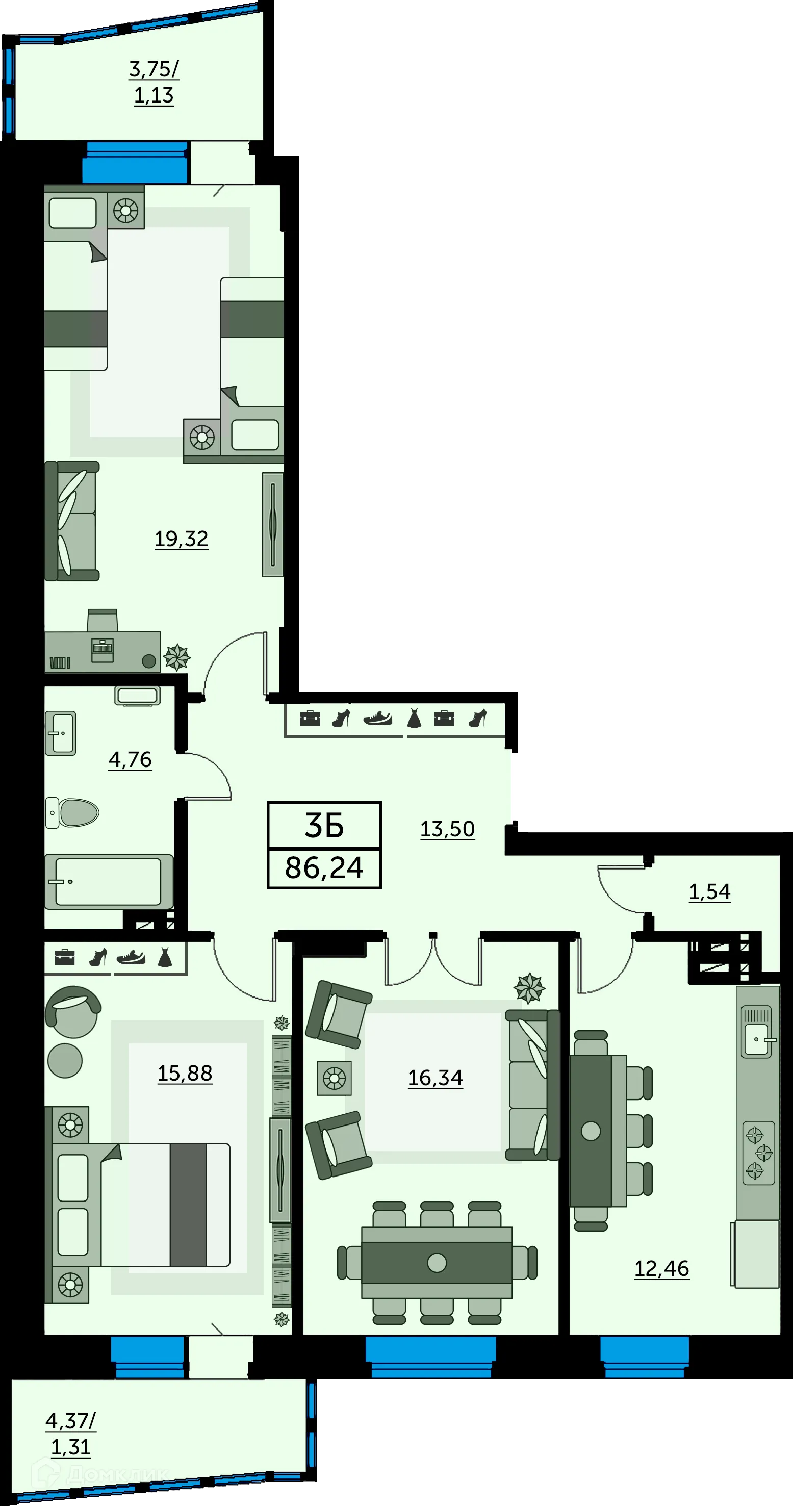 Фото квартиры в ЖК Сердце Ростова 2