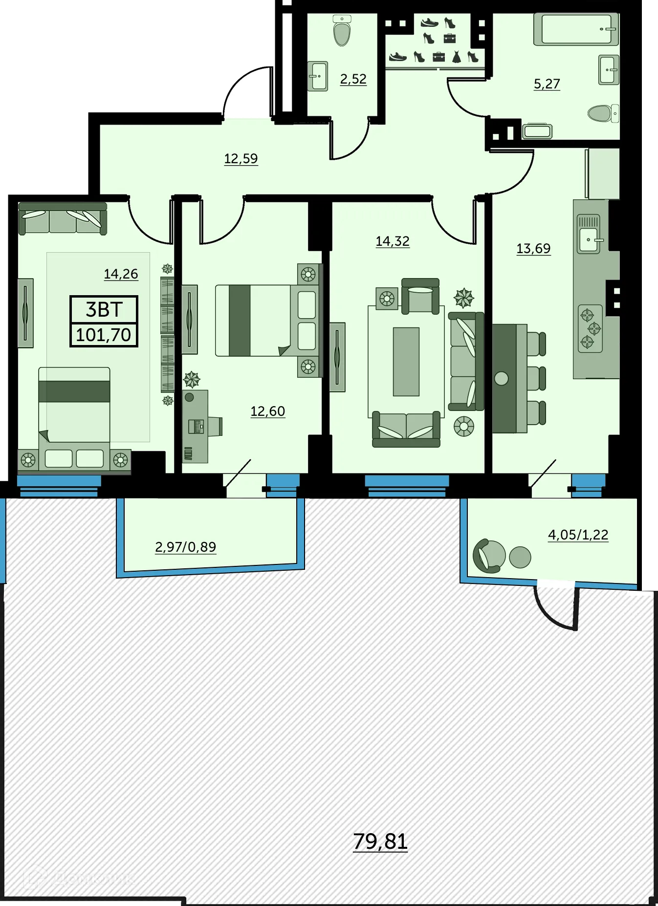 Фото квартиры в ЖК Сердце Ростова 2