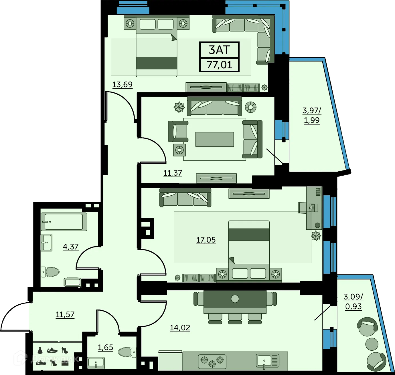 Фото квартиры в ЖК Сердце Ростова 2