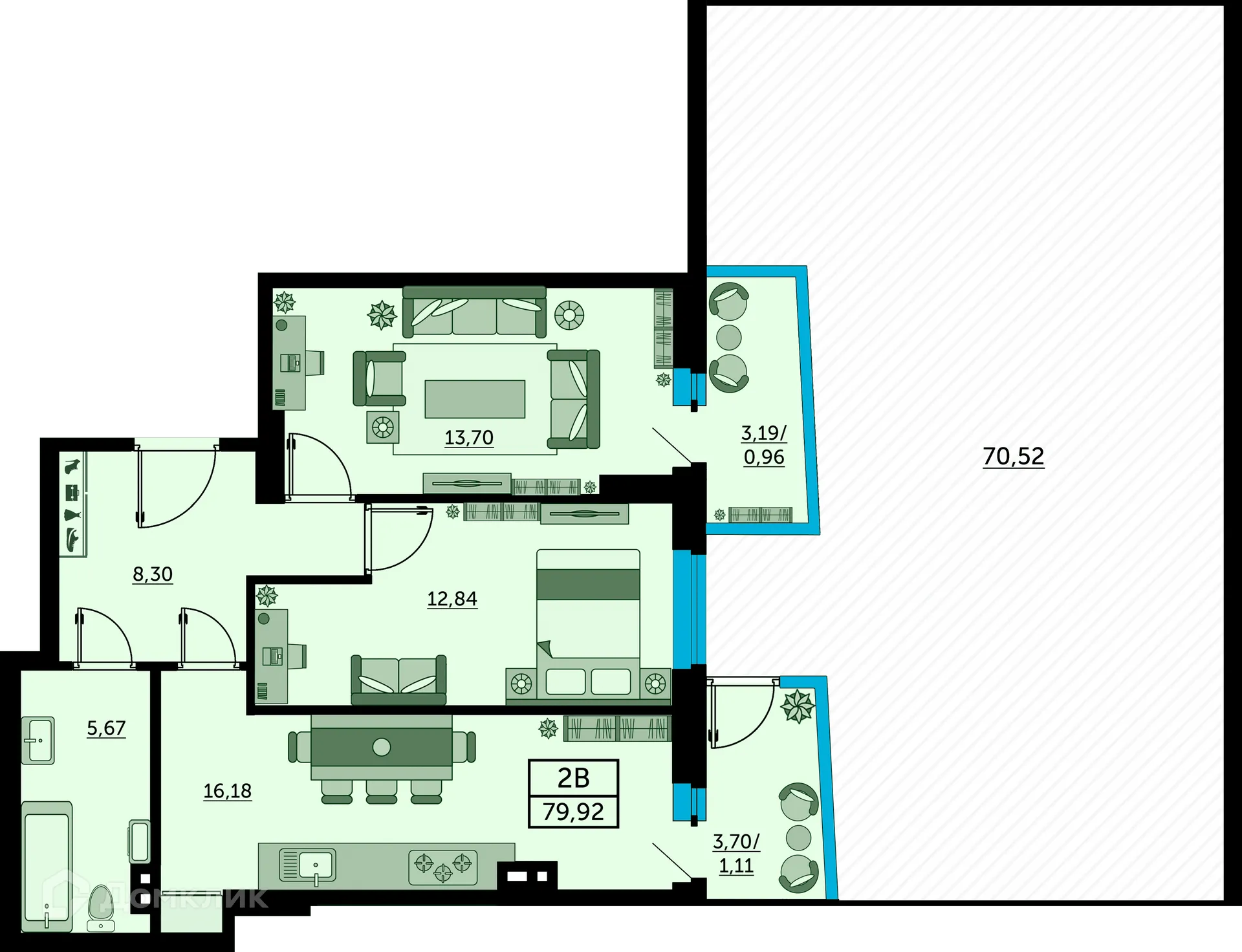 Фото квартиры в ЖК Сердце Ростова 2