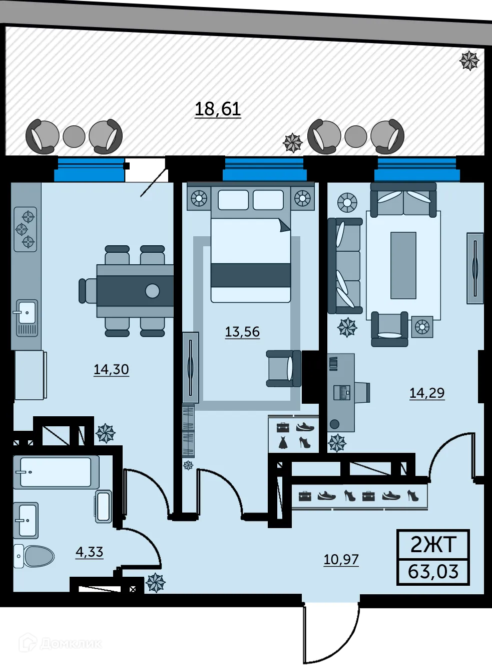 Фото квартиры в ЖК Сердце Ростова 2
