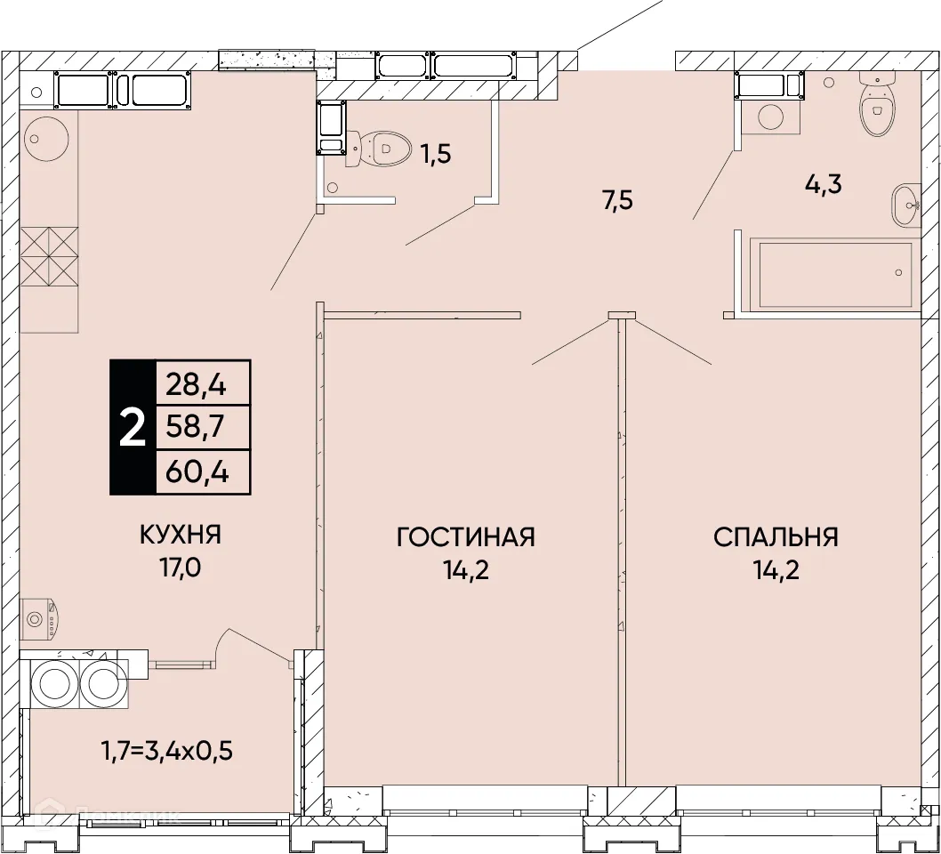 Фото квартиры в ЖК Левобережье