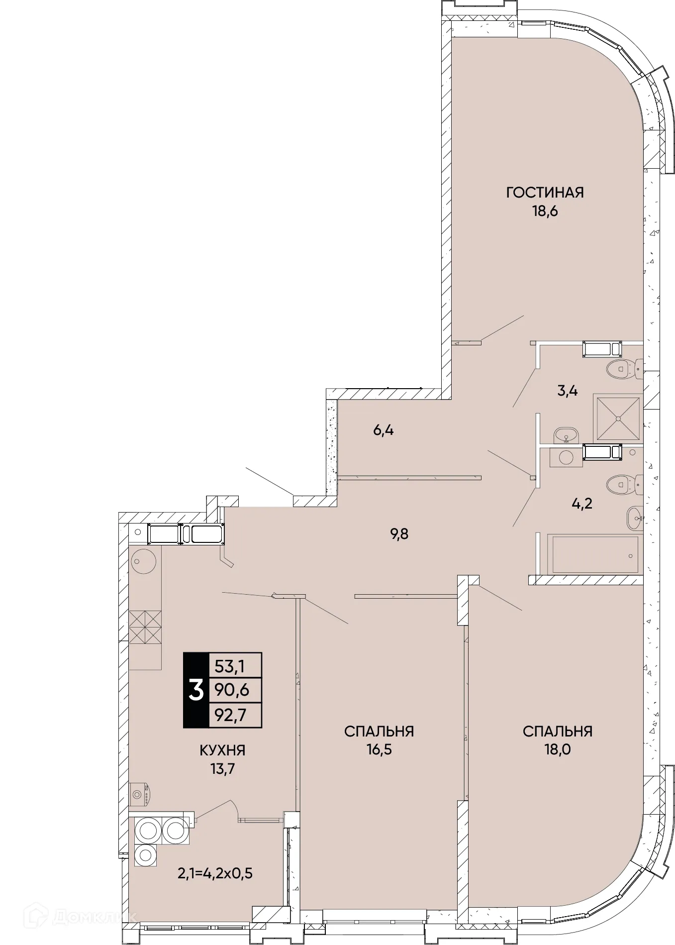 Фото квартиры в ЖК Левобережье