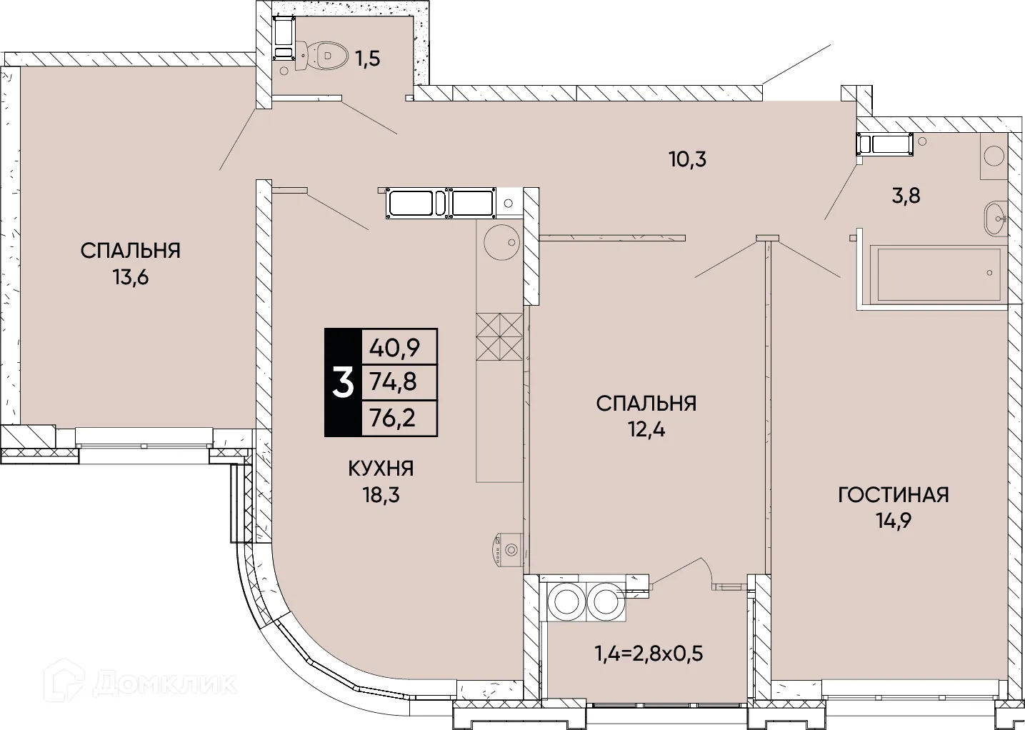 Фото квартиры в ЖК Левобережье