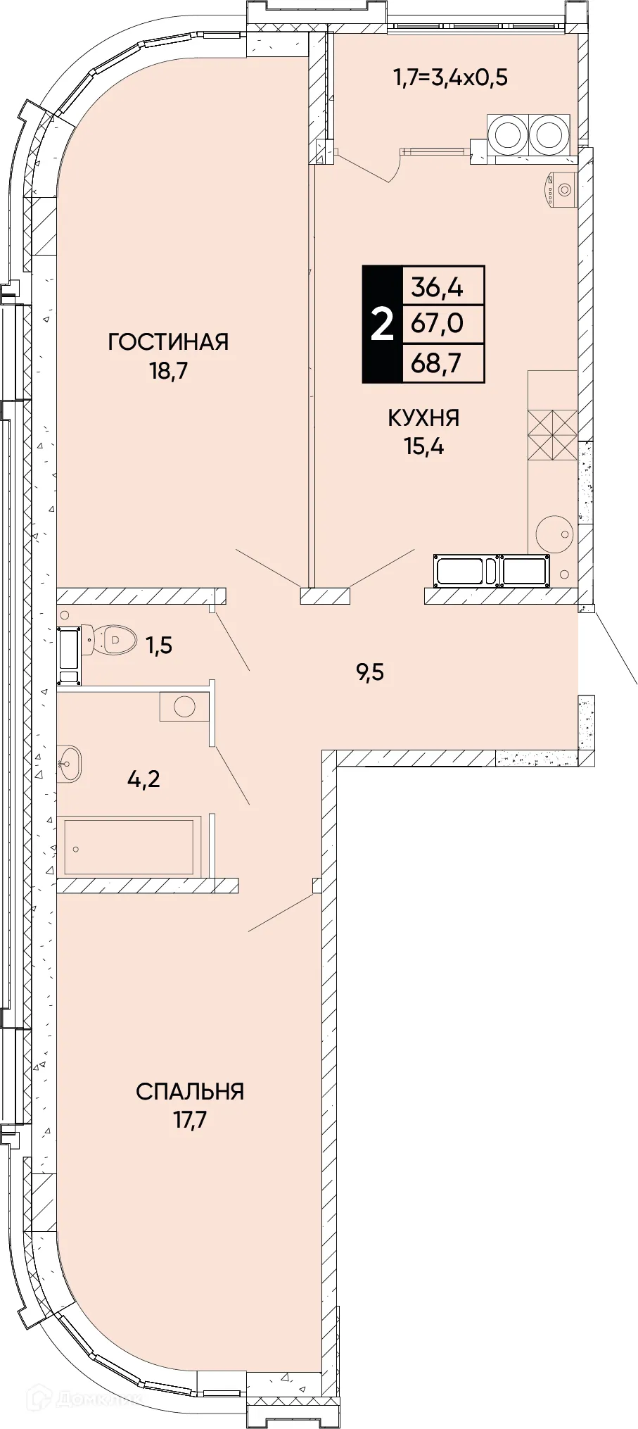 Фото квартиры в ЖК Левобережье