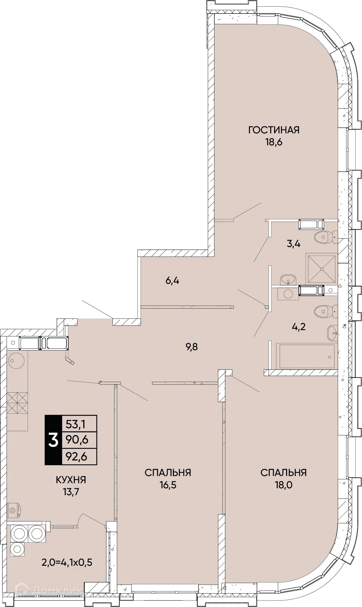 Фото квартиры в ЖК Левобережье