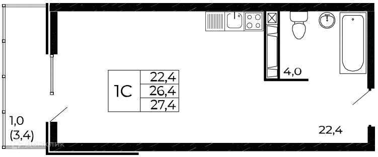 Фото квартиры в ЖК "Западные Аллеи"