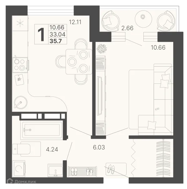 Планировка 1 комн. в ЖК Светский лес