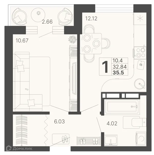Планировка 1 комн. в ЖК Светский лес