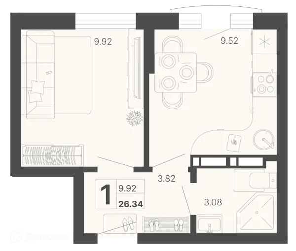 Планировка 1 комн. в ЖК Светский лес