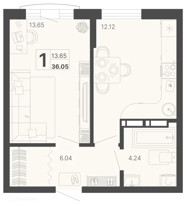 Планировка 1 комн. в ЖК Светский лес