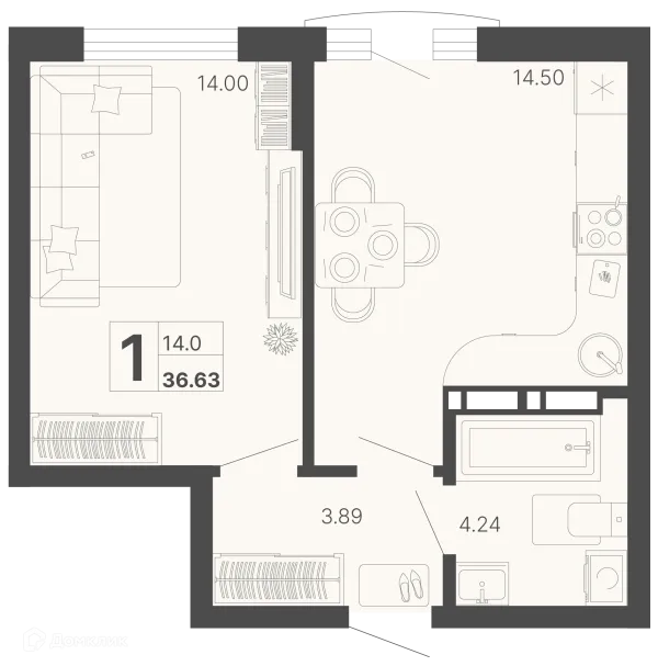 Планировка 1 комн. в ЖК Светский лес
