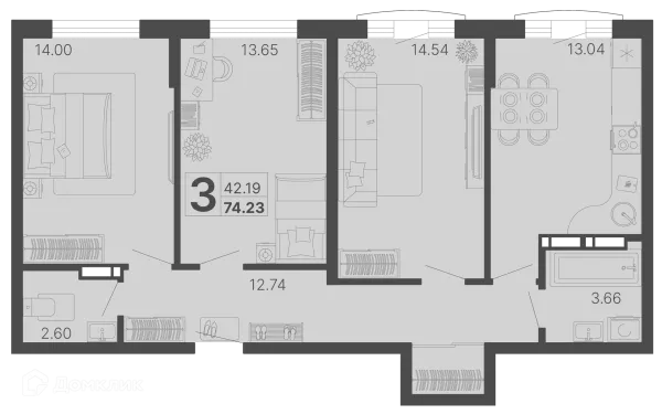 Планировка 3 комн. в ЖК Светский лес