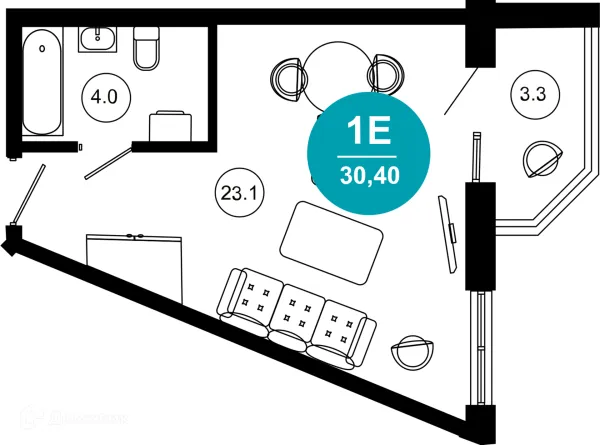 Планировка 1 комн. в ЖК Гостиничный комплекс "Нескучный сад"