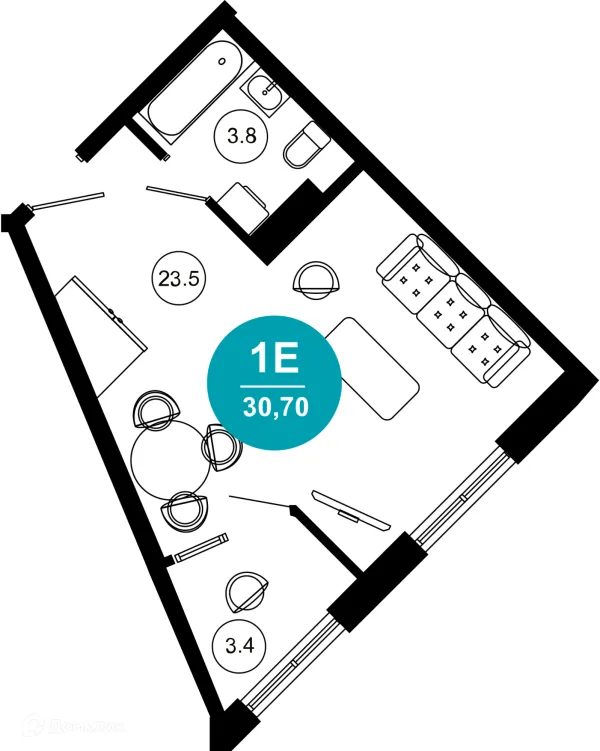 Планировка 1 комн. в ЖК Гостиничный комплекс "Нескучный сад"