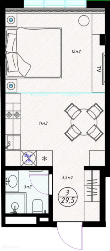 Планировка Студия в ЖК OLIVIA (ОЛИВИА)