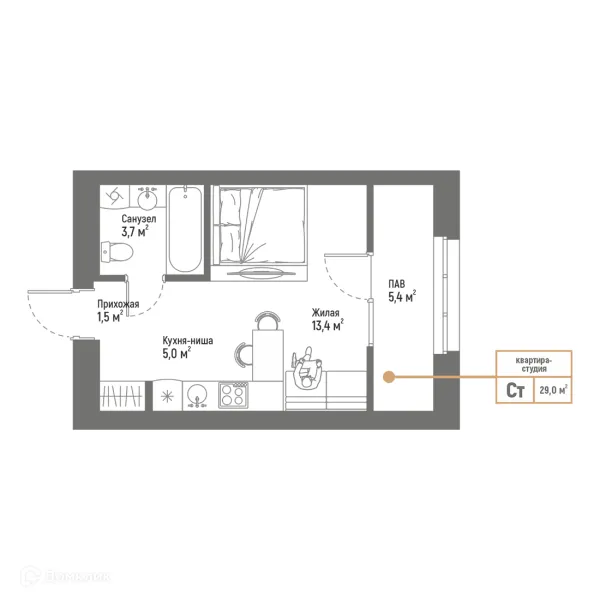 Планировка Студия в ЖК Браво