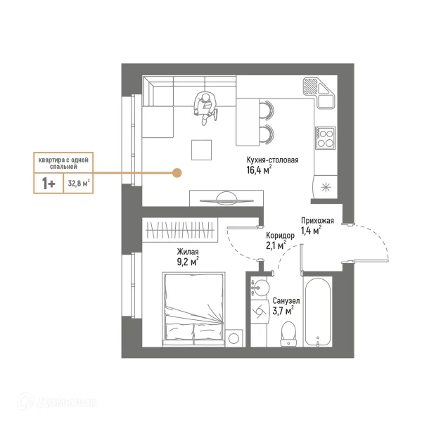 Планировка 2 комн. в ЖК Браво