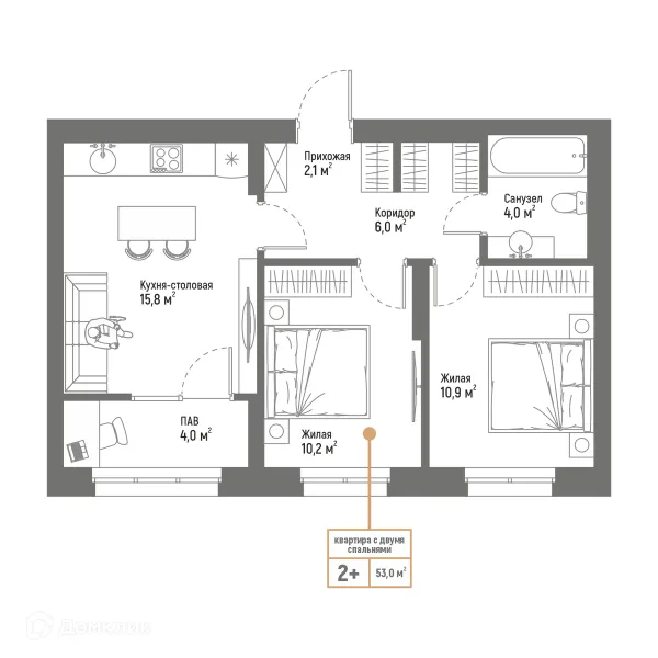 Планировка 3 комн. в ЖК Браво