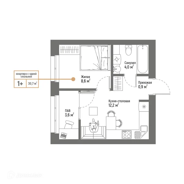 Планировка 2 комн. в ЖК Браво