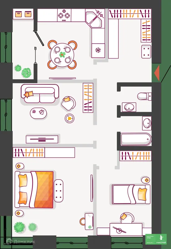 Планировка Студия в ЖК Южный бульвар