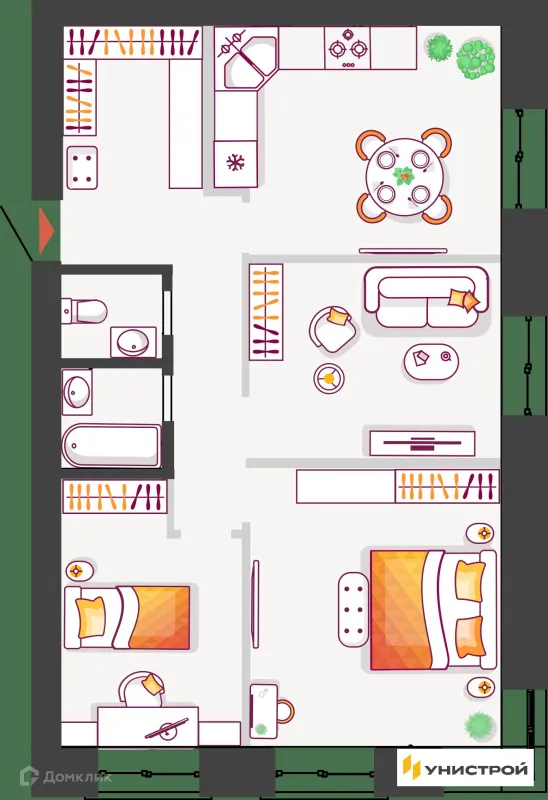 Планировка Студия в ЖК Южный бульвар