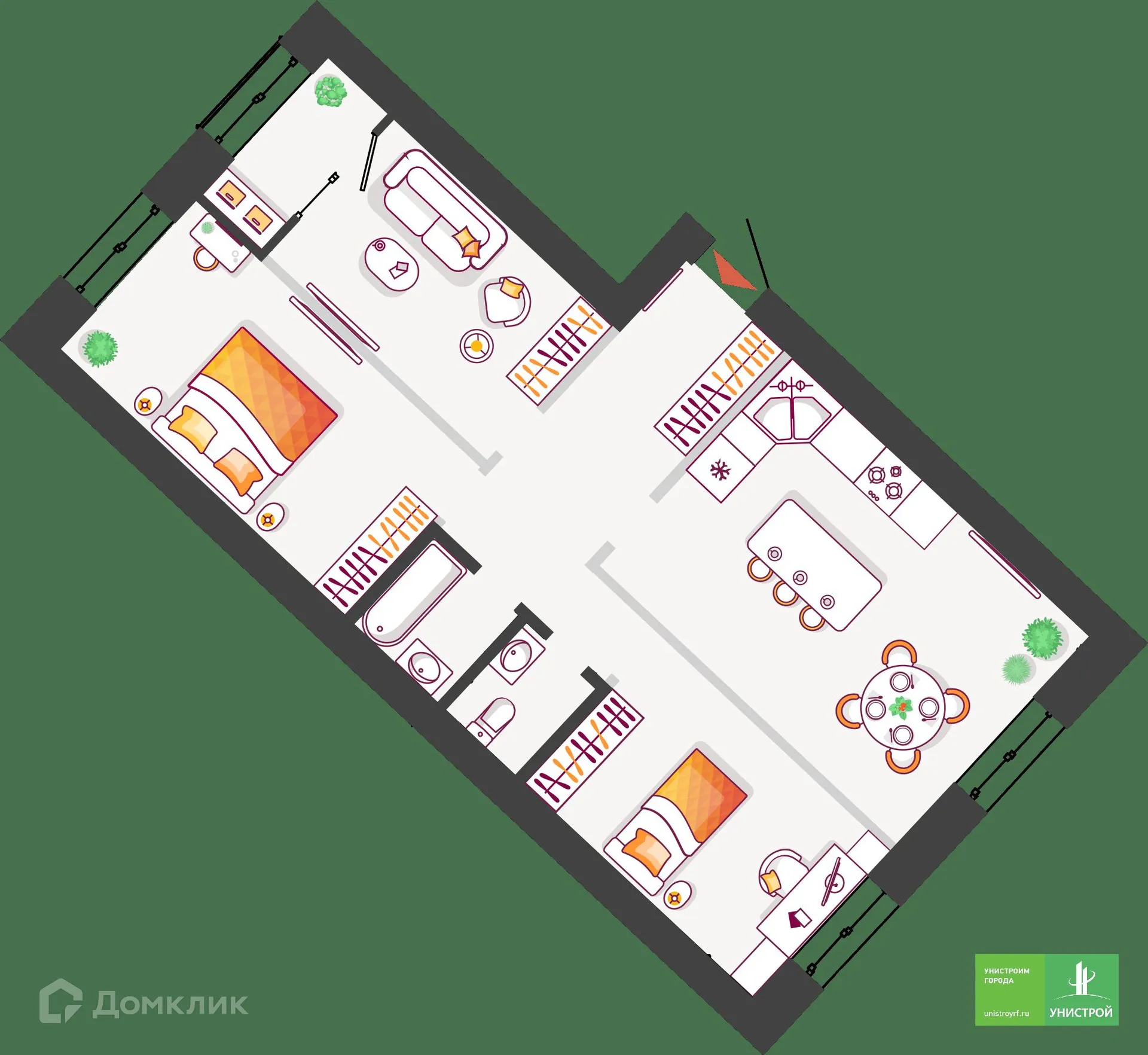 Планировка студии квартиры 85.48 м² в ЖК Южный бульвар, г. Тольятти — фото 1