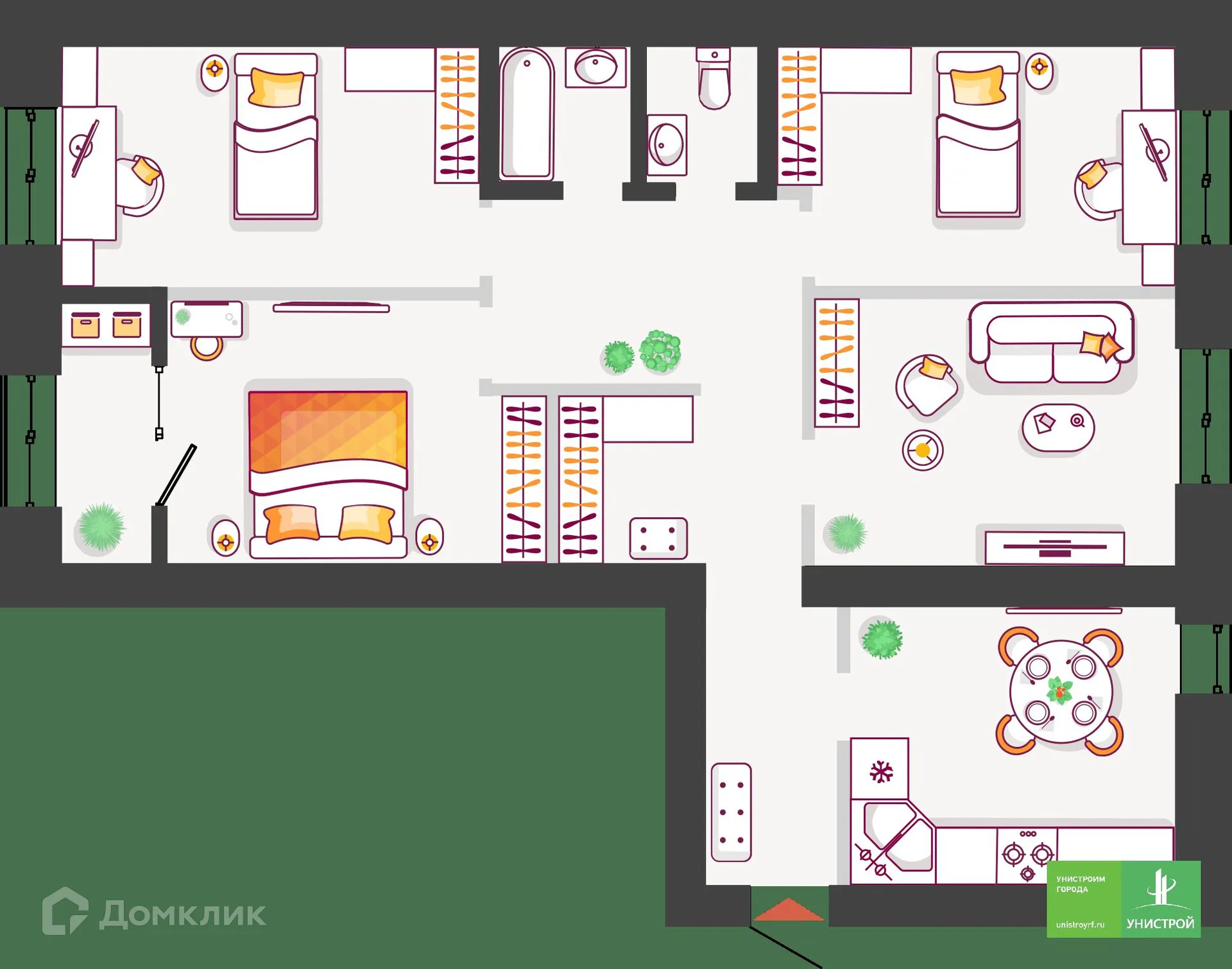 Планировка студии квартиры 103.26 м² в ЖК Южный бульвар, г. Тольятти — фото 1