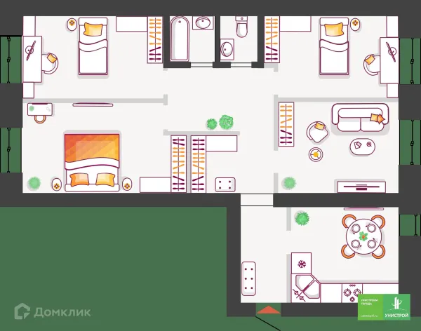 Планировка Студия в ЖК Южный бульвар