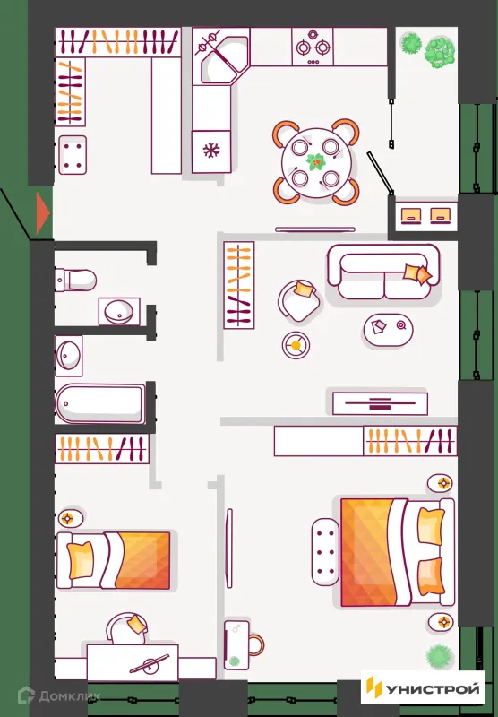 Планировка Студия в ЖК Южный бульвар