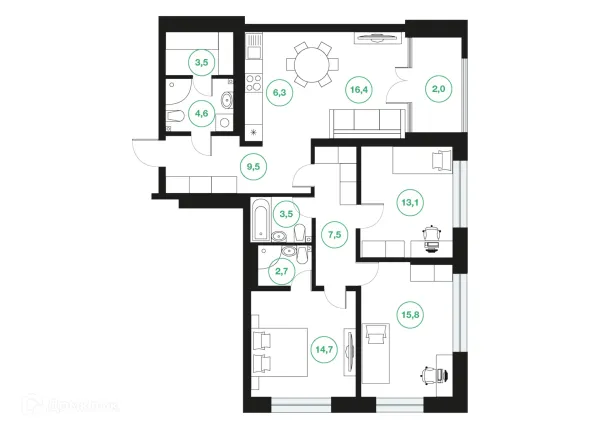 Квартира в ЖК "Greenwich" (Гринвич)