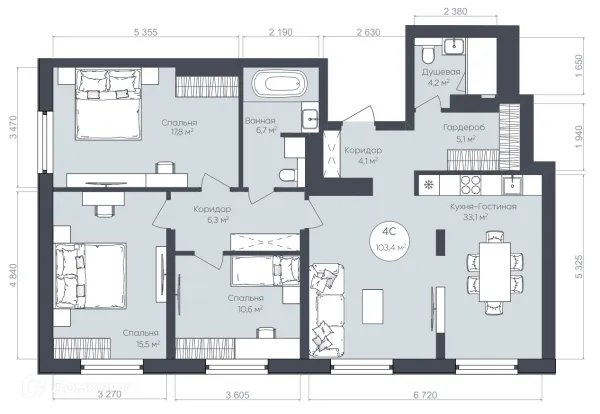 Квартира в ЖК "Le CRISTAL" (Ле Кристал)