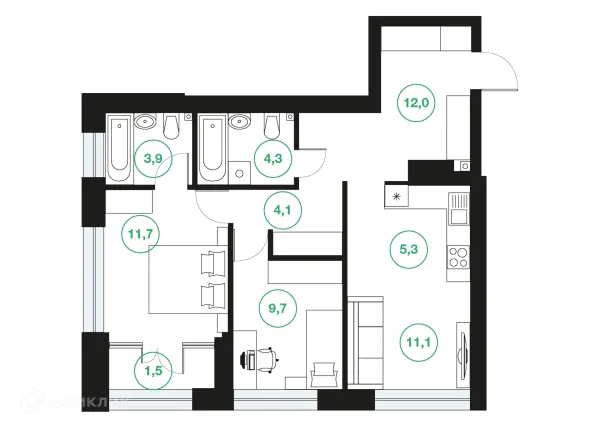 Квартира в ЖК "Greenwich" (Гринвич)