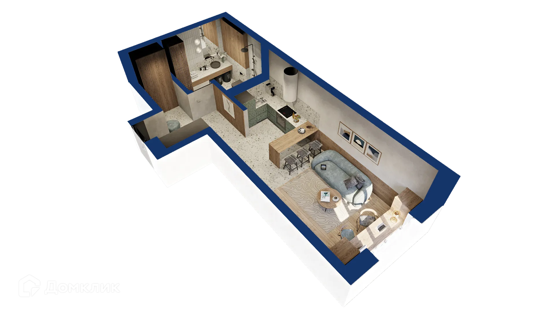 Планировка студии квартиры 38.07 м² в ЖК Вершина, г. Уфа — фото 1