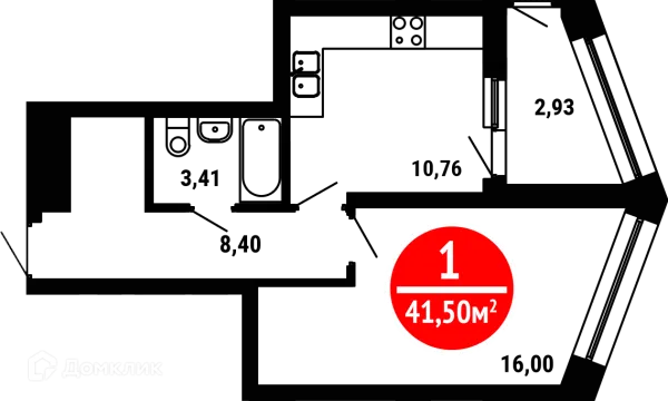 Планировка 1 комн. в ЖК 8 МАРТА