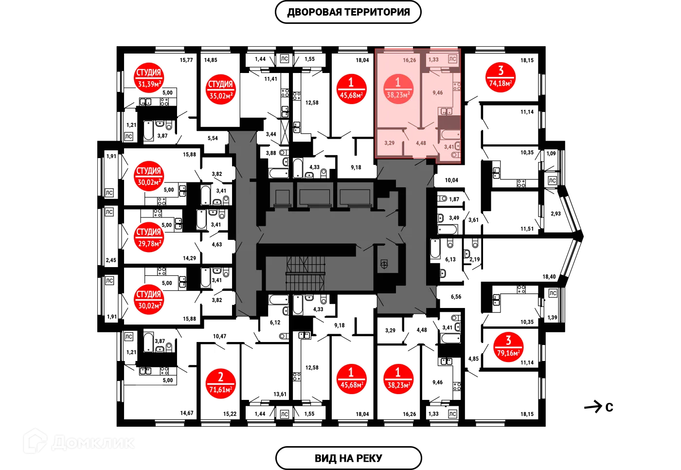 Планировка 1-комнатной квартиры 38.23 м² в ЖК 8 МАРТА, г. Уфа — фото 2
