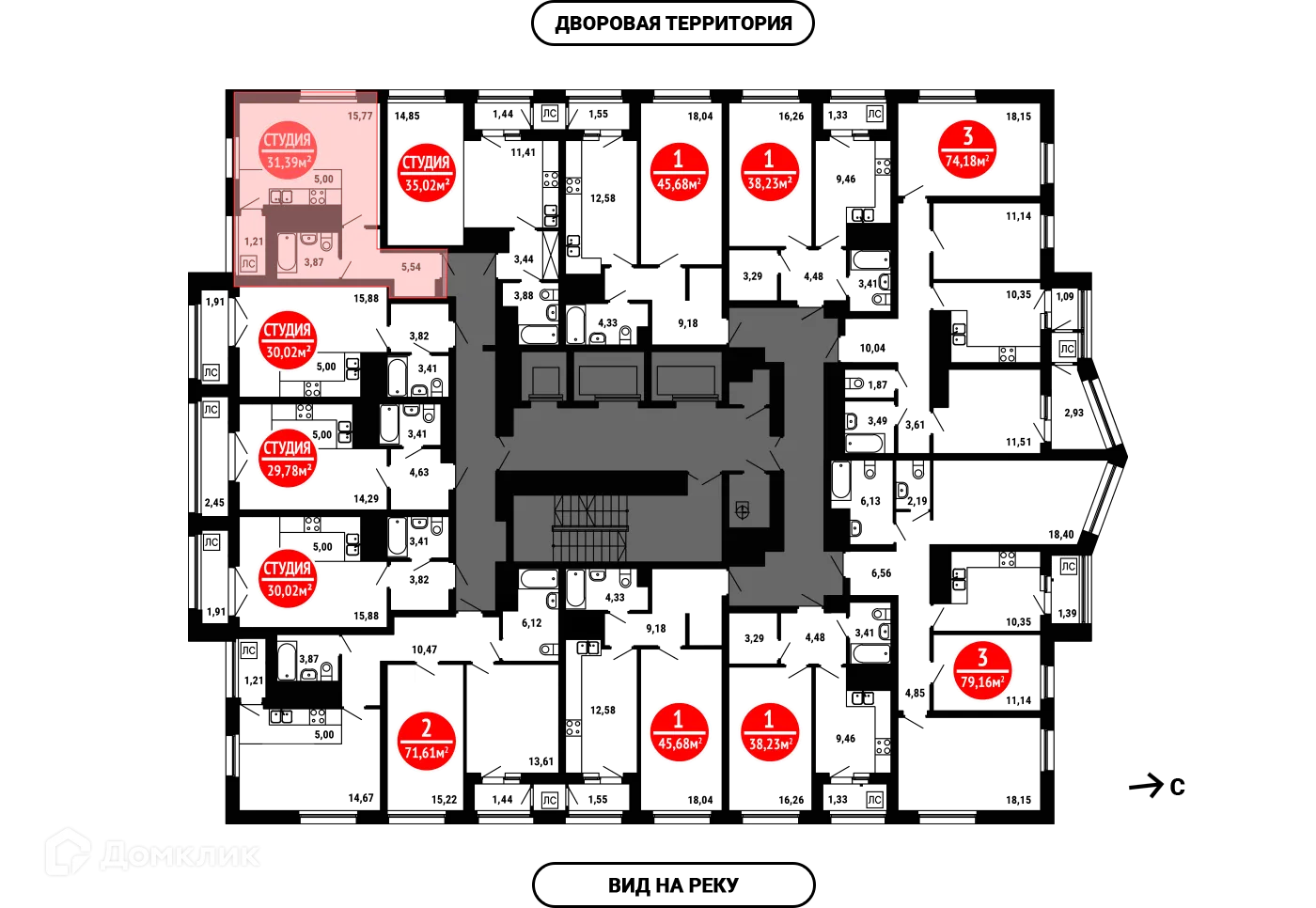 Планировка 1-комнатной квартиры 31.39 м² в ЖК 8 МАРТА, г. Уфа — фото 2