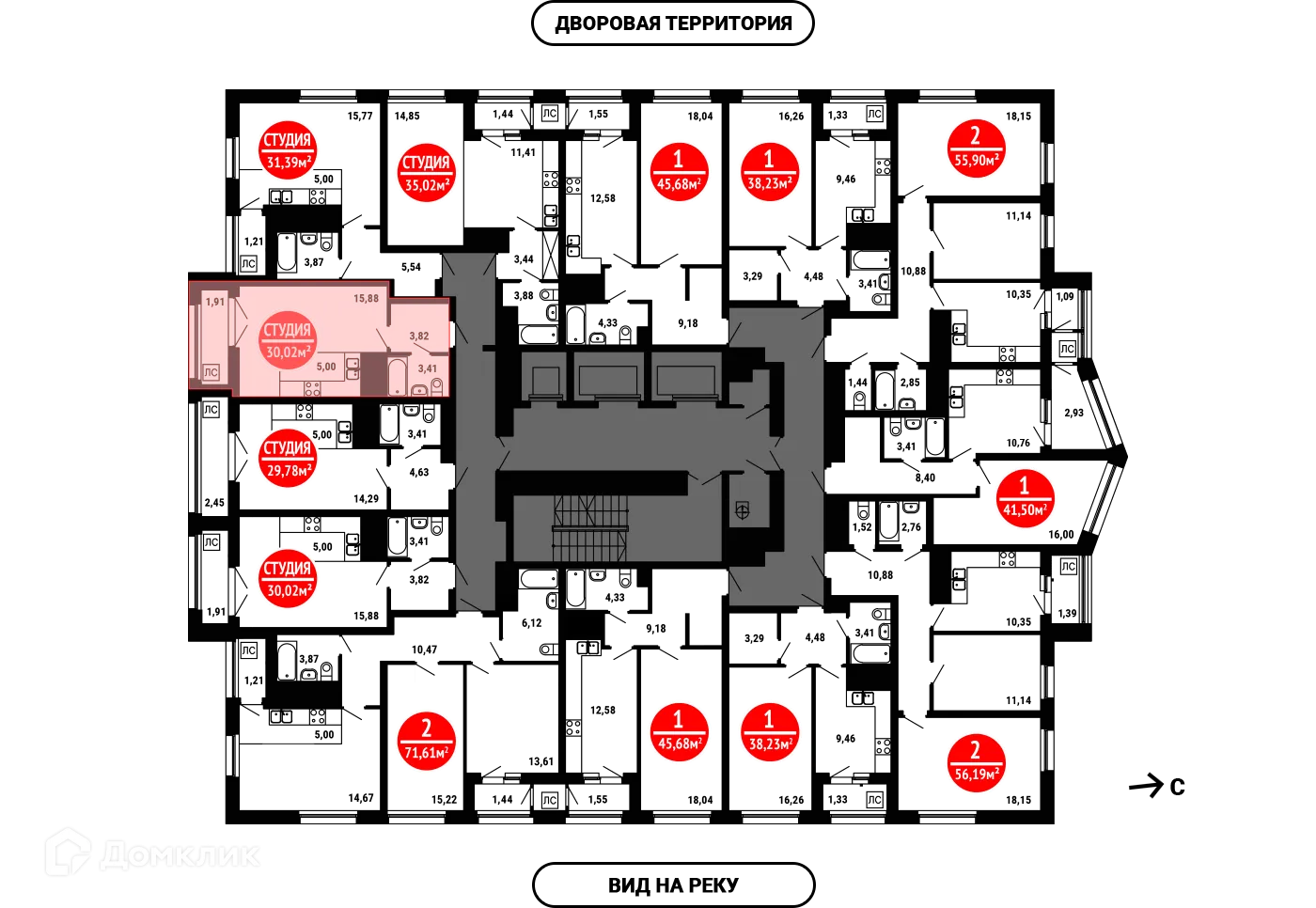 Планировка 1-комнатной квартиры 30.02 м² в ЖК 8 МАРТА, г. Уфа — фото 2