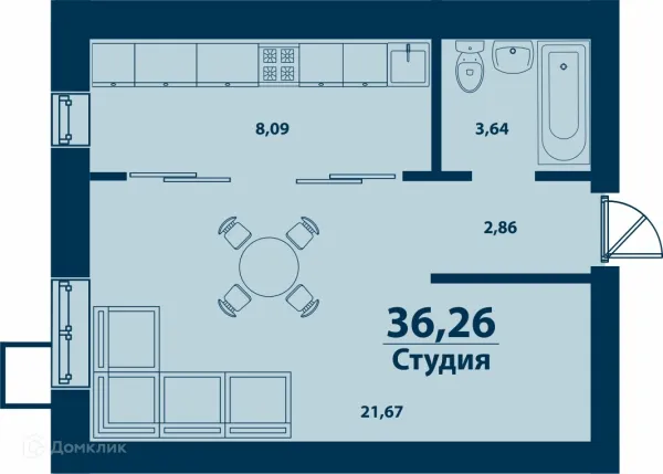Планировка 1 комн. в ЖК Город Природы