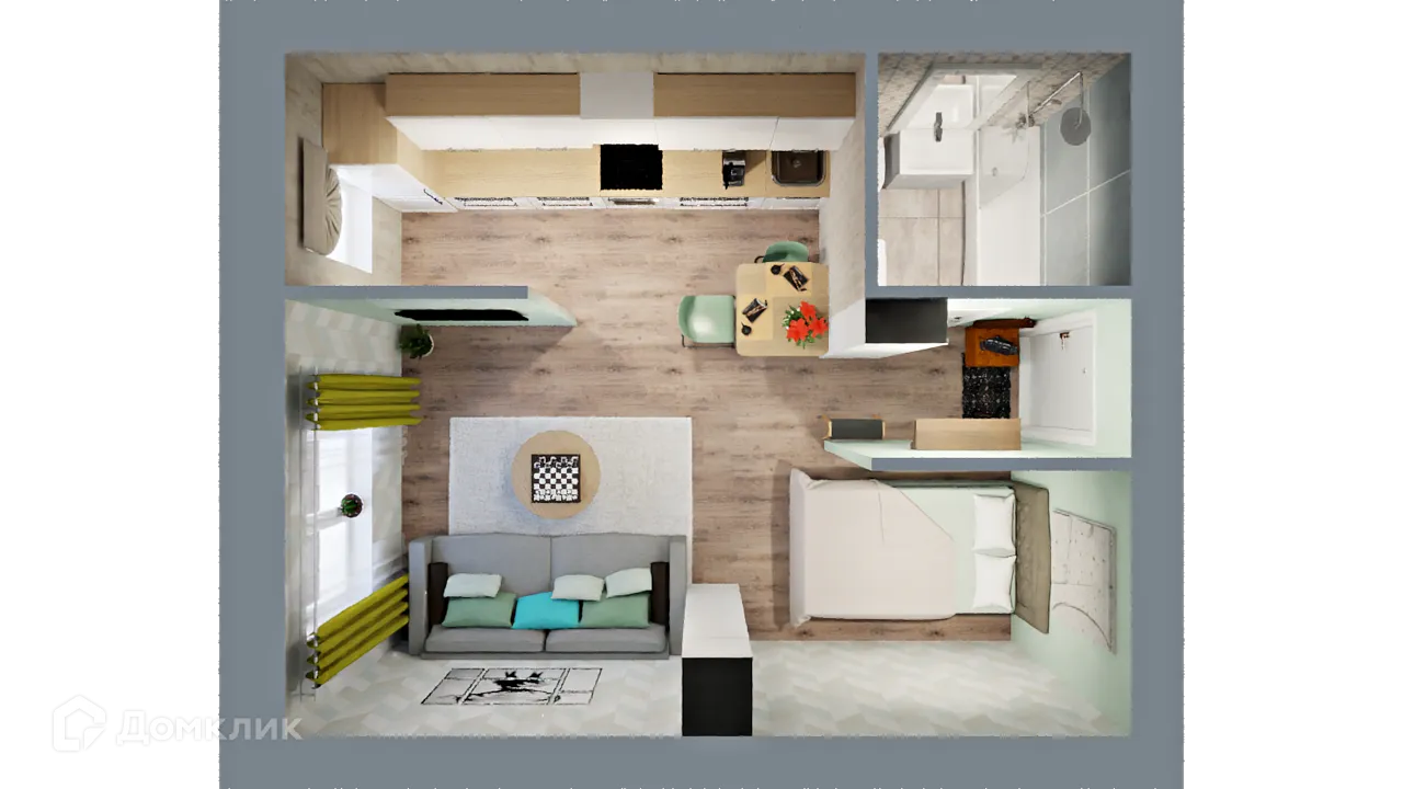 Планировка 1-комнатной квартиры 36.26 м² в ЖК Город Природы, г. Уфа — фото 2